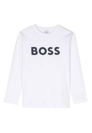 BOSS Kidswear T-shirt a maniche lunghe con stampa - Bianco