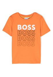 BOSS Kidswear logo-print stretch-cotton T-shirt - Arancione