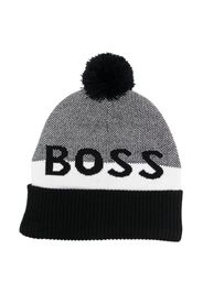 BOSS Kidswear Cappello a righe con pompon - Nero