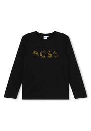 BOSS Kidswear T-shirt a maniche lunghe con stampa - Nero