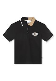 BOSS Kidswear logo-patch cotton polo shirt - Nero