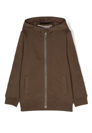 BOSS Kidswear embossed-logo zipped hoodie - Marrone