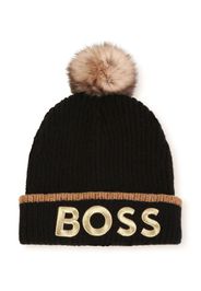 BOSS Kidswear Berretto a coste con ricamo - Nero