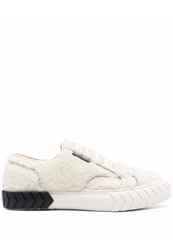 Both faux-shearling low-top sneakers - Bianco