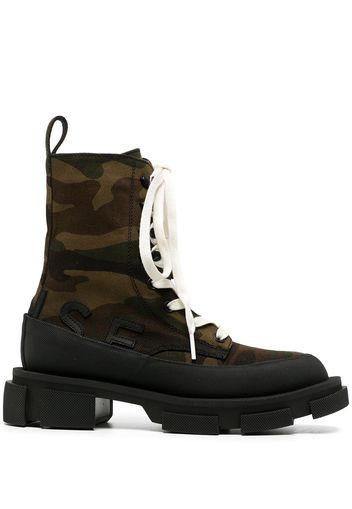 Both camouflage tall lace-up boots - Marrone