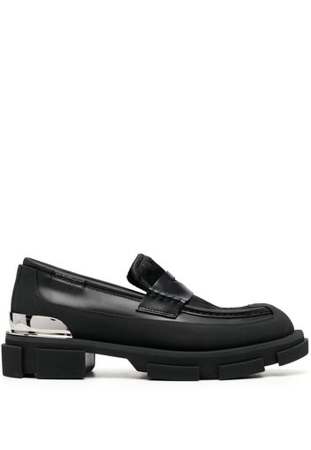 Both logo-plaque leather boat shoes - Nero