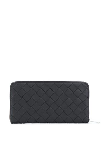 Intrecciato weave zip-around wallet