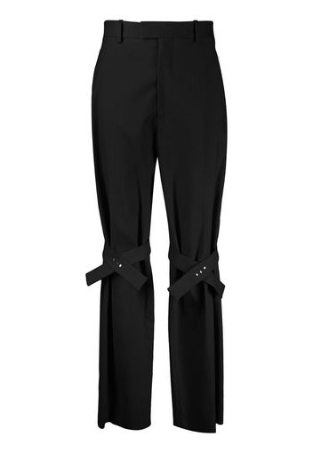 high-waist strap detail trousers