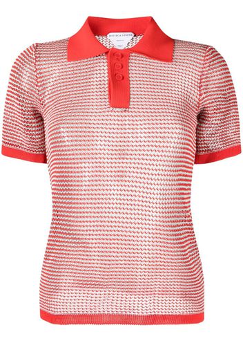 Bottega Veneta pointelle-knit polo shirt - Rosso