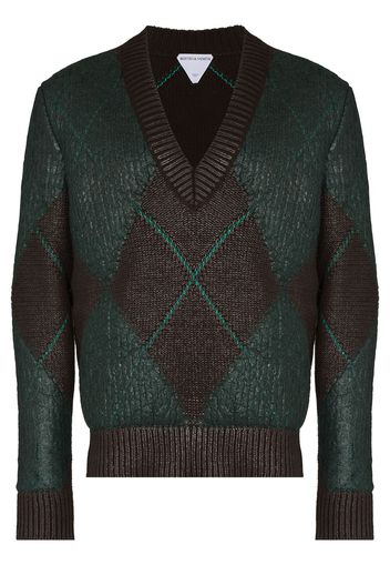 Bottega Veneta coated argyle-knit jumper - Marrone