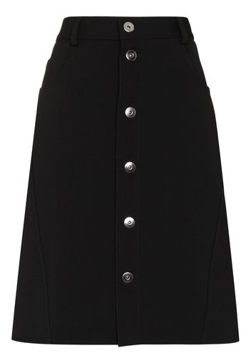 Bottega Veneta BV HW POP UP BTN FITTED WOOL STR SKIRT B - Nero