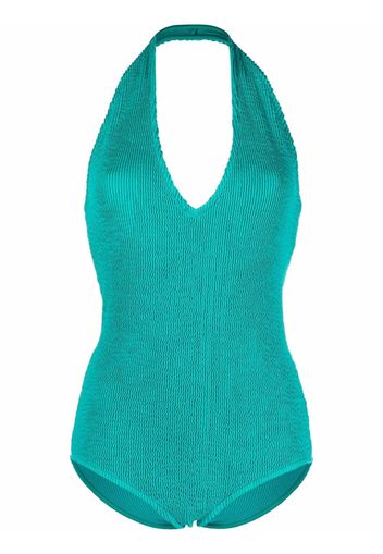 Bottega Veneta ribbed halter swimsuit - Blu