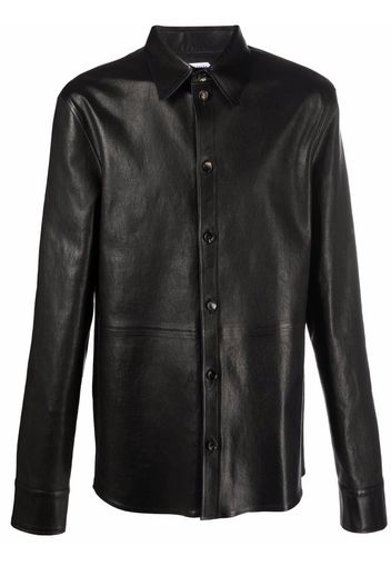 Bottega Veneta long-sleeve leather shirt - Nero