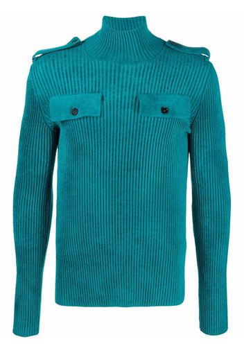 Bottega Veneta ribbed-knit epaulettes jumper - Blu