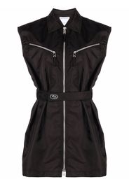 Bottega Veneta zip-up sleeveless shirtdress - Nero