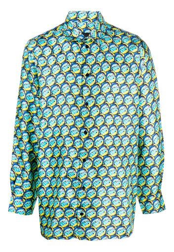 Botter graphic-print satin-finish shirt - Blu