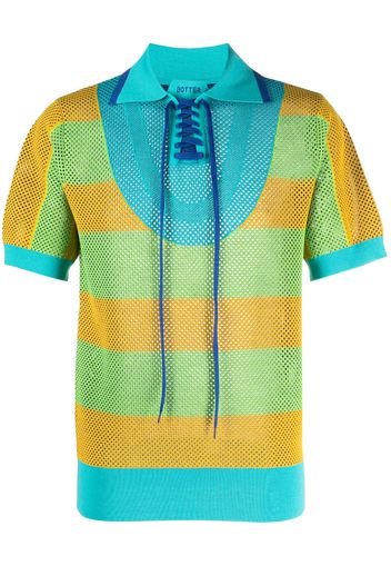 Botter mesh-panelling polo collar - Blu