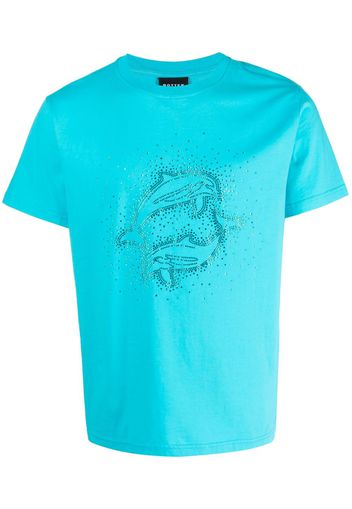 Botter rhinestone-embellished organic cotton T-shirt - Blu