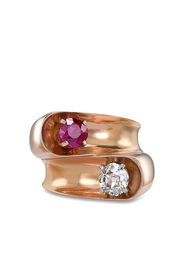 Boucheron Pre-Owned 18kt rose gold Toi et Moi crossover diamond and ruby ring - Rosa