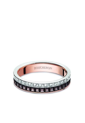 Boucheron Anello a fascia Quatre Classic in oro rosa 18kt con diamanti
