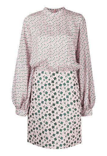 clover-print fitted dress