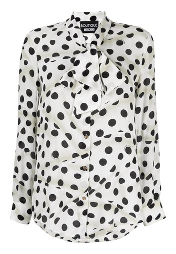 Boutique Moschino polka dot bow tie shirt - Bianco