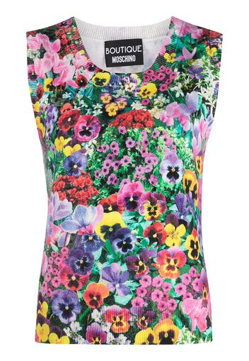 Boutique Moschino floral-print vest top - Toni neutri