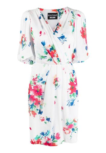 Boutique Moschino floral-print wrap dress - Bianco