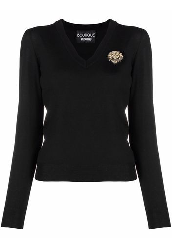 Boutique Moschino Maglione con ricamo - Nero