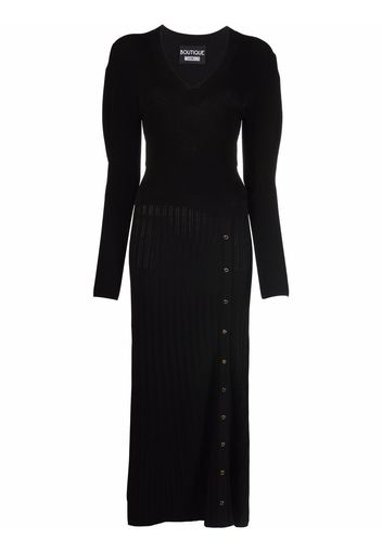 Boutique Moschino Abito midi a coste - Nero