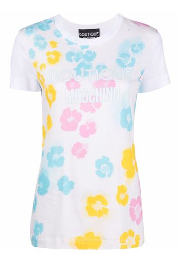 Boutique Moschino abstract-print logo-print T-shirt - Bianco