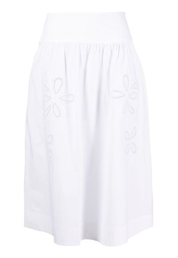 Boutique Moschino floral-embroidered midi skirt - Bianco
