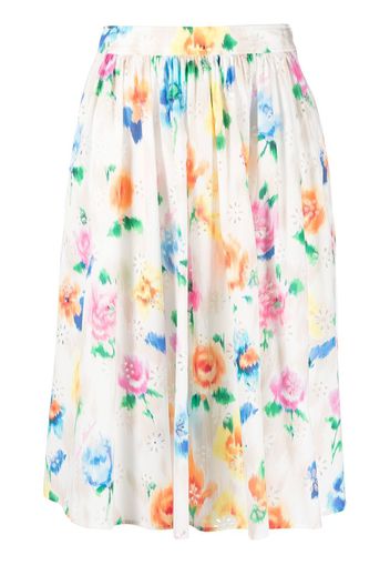 Boutique Moschino Gonna midi a fiori plissettata - Bianco