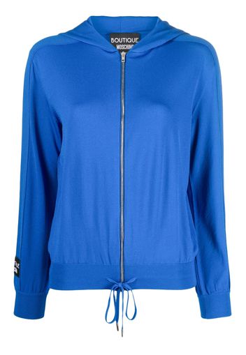 Boutique Moschino logo-patch hoodie - Blu