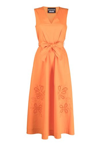 Boutique Moschino floral-embroidery tied-waist dress - Arancione