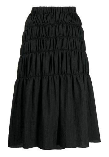 Brøgger Freya ruched ripstop midi skirt - Nero