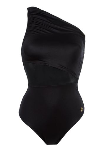 one shoulder draped swimsuit