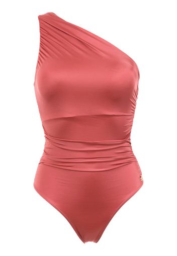 ruched one shoulder swimsuit