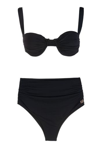 Brigitte Bikini due pezzi con arriccitura - Nero