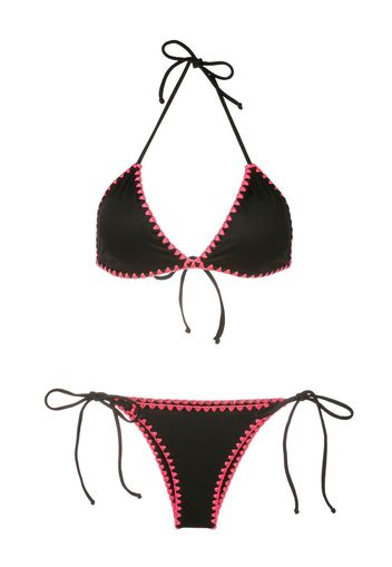 Brigitte Set bikini con scollo all'americana - Nero
