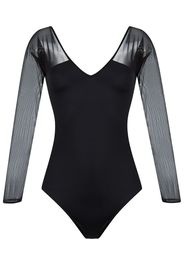 v-neck tulle panel body