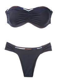 Brigitte Set bikini a fascia con ricamo - Blu