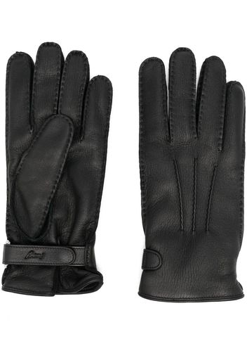 Brioni deer-skin leather gloves - Nero