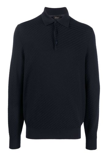 Brioni knit long-sleeve polo shirt - Blu