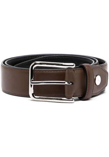 Brioni logo-stud leather buckle belt - Marrone