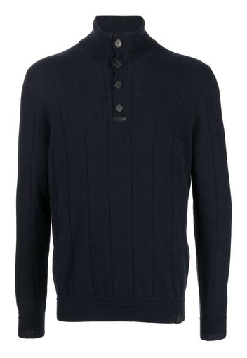 Brioni roll neck button-front cashmere jumper - Blu