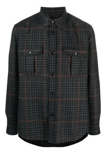 Brioni check-print knitted shirt jacket - Nero