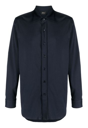 Brioni spread-collar cotton shirt - Blu