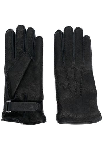 Brioni touch-strap leather gloves - Nero