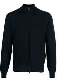 Brioni embossed-finish zip-up jumper - Blu